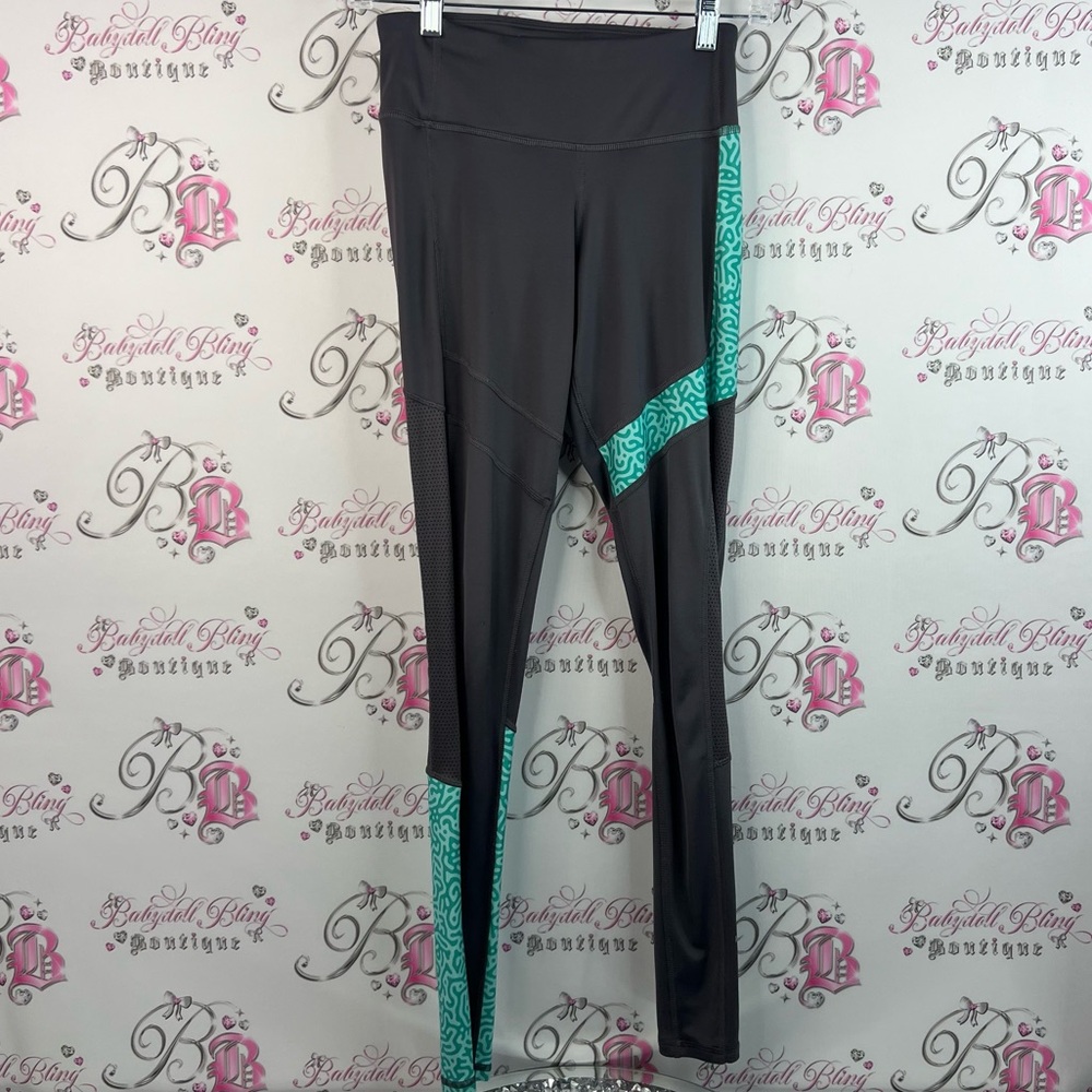 Reebok tights leggings grey Charcoal and Aqua edwick pants stretchy Leggings